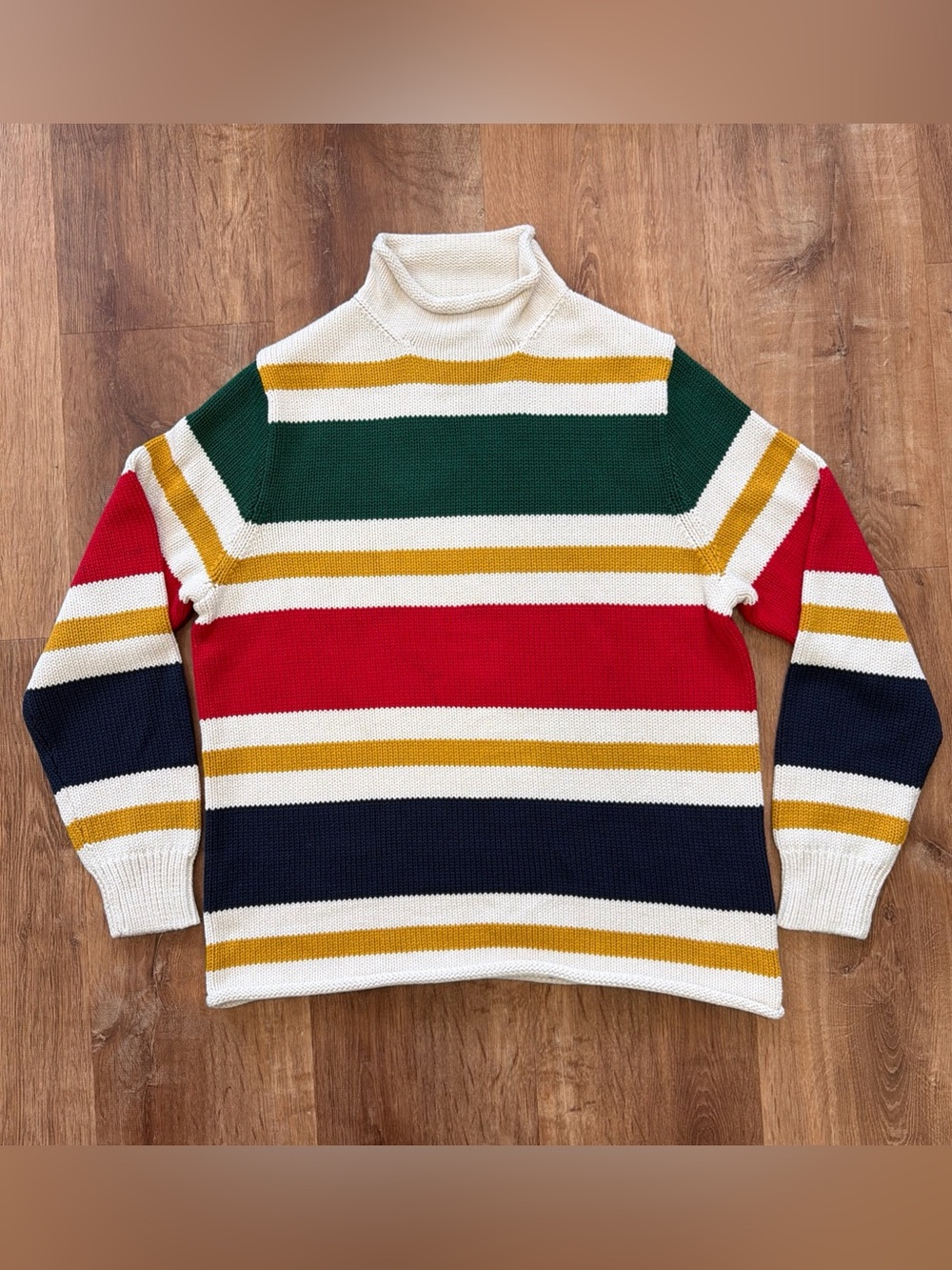 J. Crew Striped Turtleneck Sweater in Green, Red, Navy, Mustard, Cream